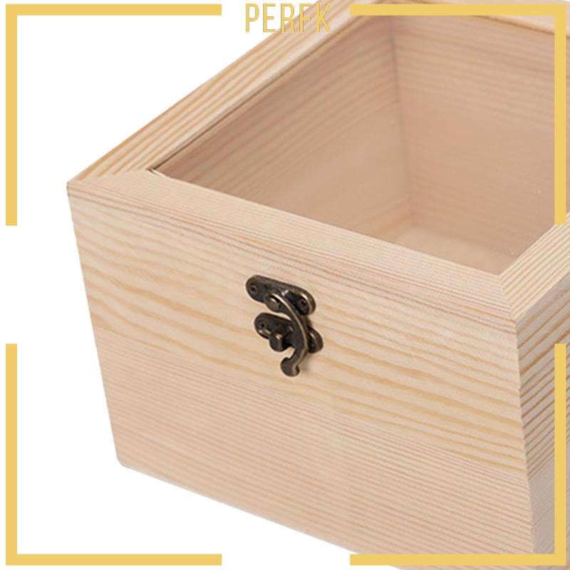 Hộp Gỗ Đựng Trang Sức Không Sơn Có Nắp Kính # 3