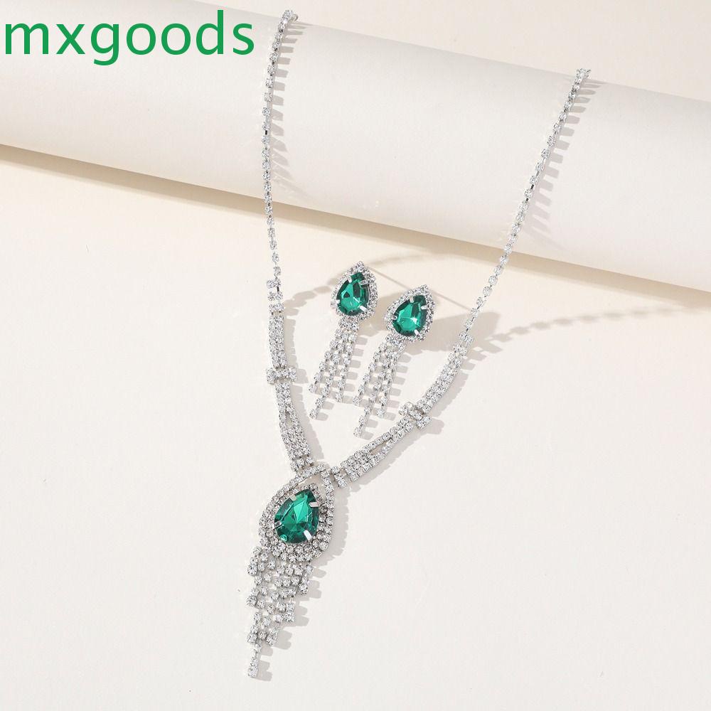 MXGOODS Bộ Khuyên Tai Tua Rua Đính Đá Cổ Điển Lãng Mạn Cho Cô Dâu