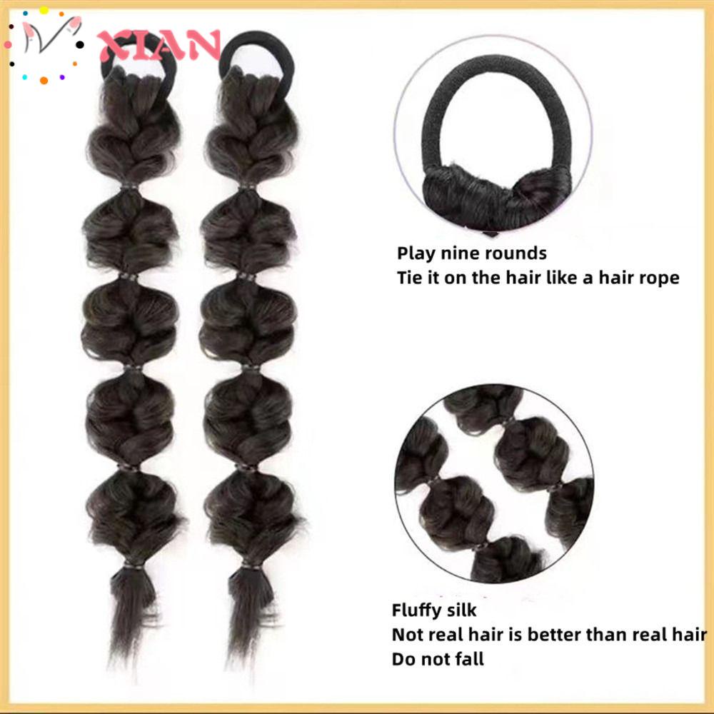 XIANTIN Dây Buộc Tóc Cao Su Đính Tóc Giả Thắt Bím Cho Nữ