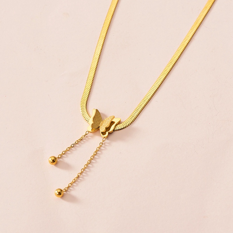 Ygt Vòng cổ Choker Mặt Hình Bướm Lưỡi Thép Không Gỉ Phong Cách Vintage Cho Nữ