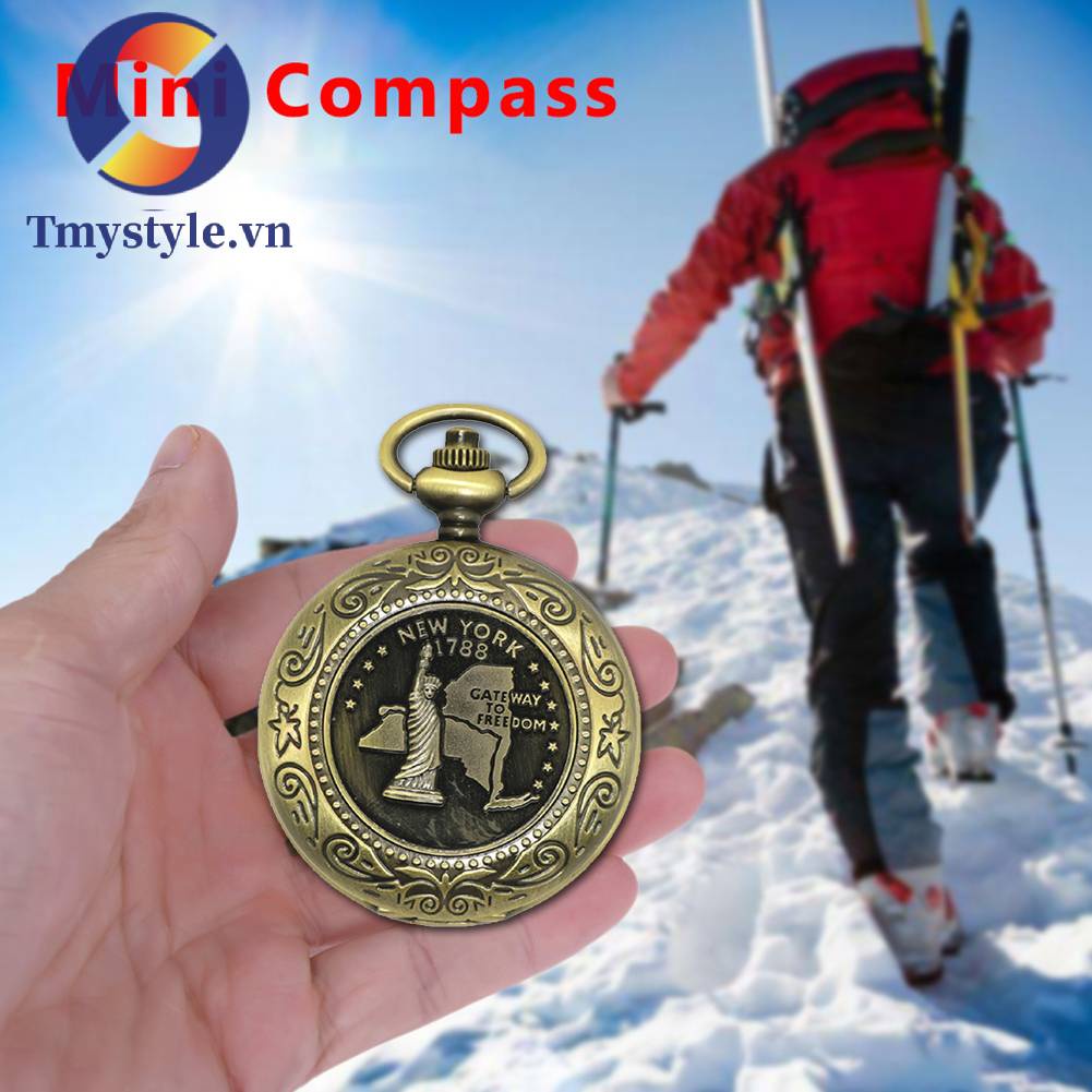 La Bàn Đồng Hồ Bỏ Túi Nắp Lật Bằng Kim Loại Phong Cách Retro