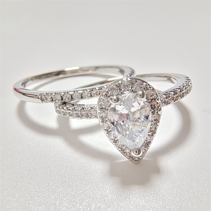 Ygt Set 2 Nhẫn Cưới Bạc 925 Đính Đá Zircon