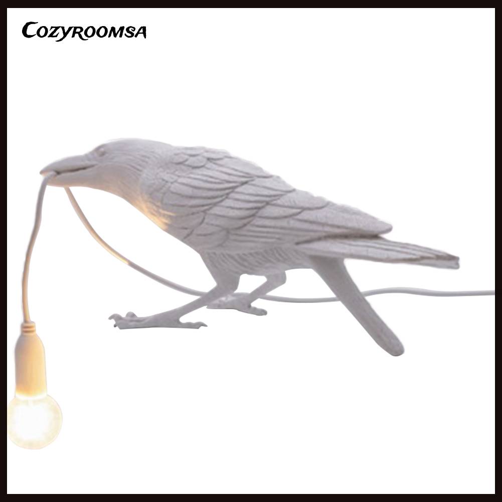 Đèn Ngủ Để Bàn E14 Hình Chú Chim Bằng Nhựa Resin Ổ Cắm US EU
