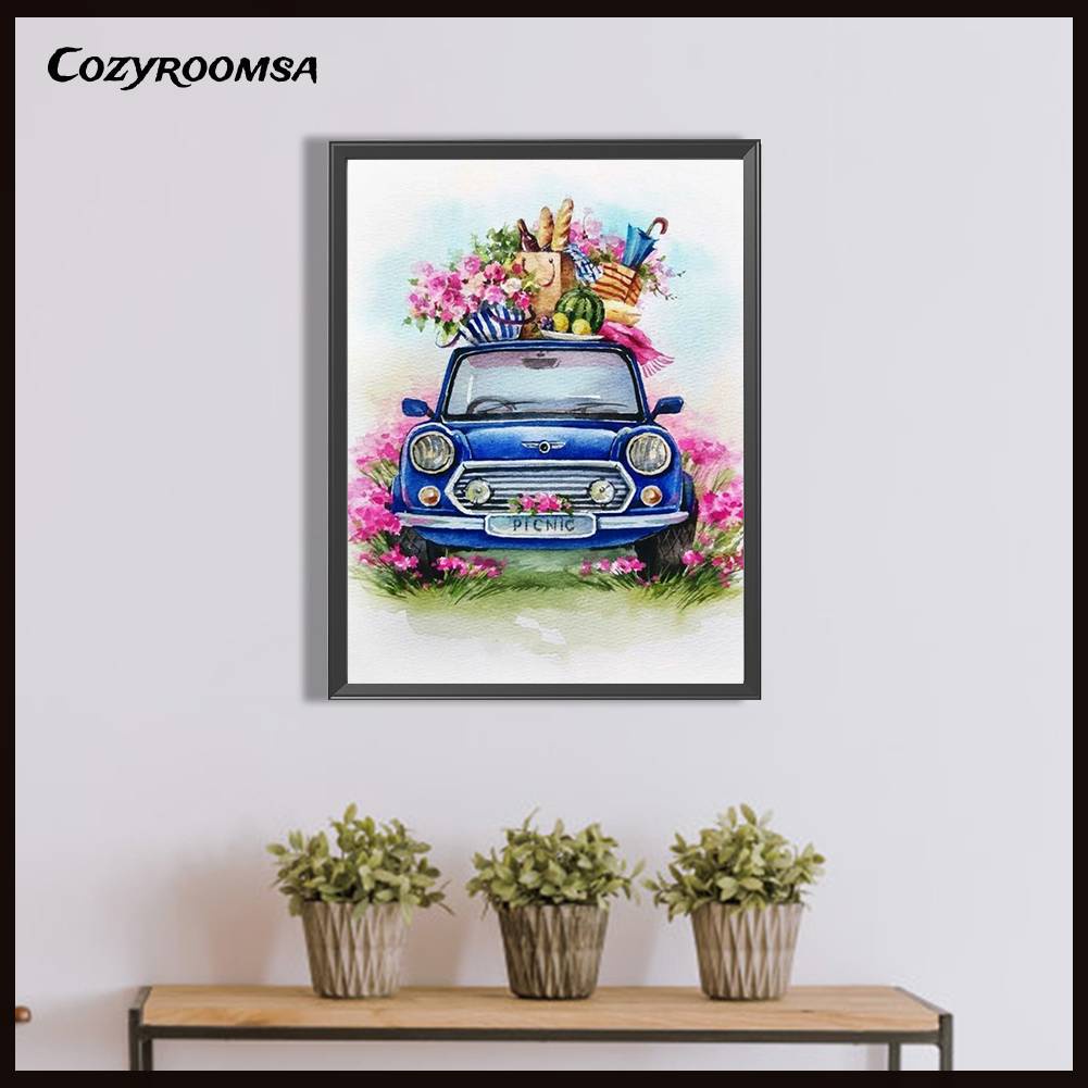 Tranh Đính Đá Kim Cương Toàn Bộ 5D DIY Hình Vẽ Hoa Trang Trí Nhà Cửa Xe Hơi