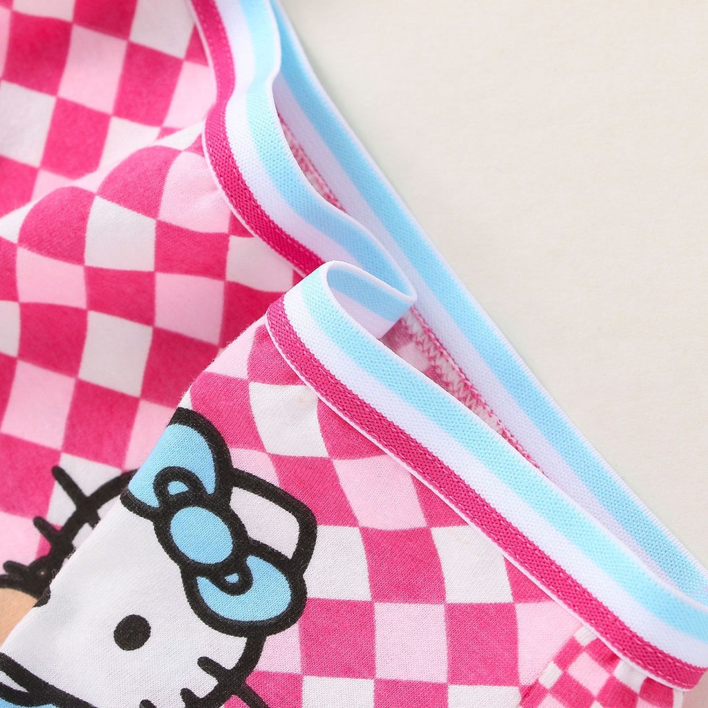 Bộ 4 Quần Lót Boxer Vải Cotton In Hoạt Hình kitty Dễ Thương Cho Bé Gái