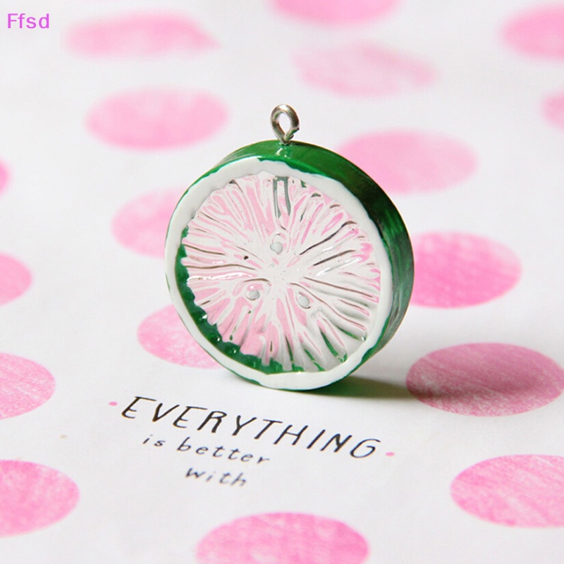 {Ffsd} Set 10 Mặt Dây Chuyền Resin DIY Hình Lát Chanh / Cam