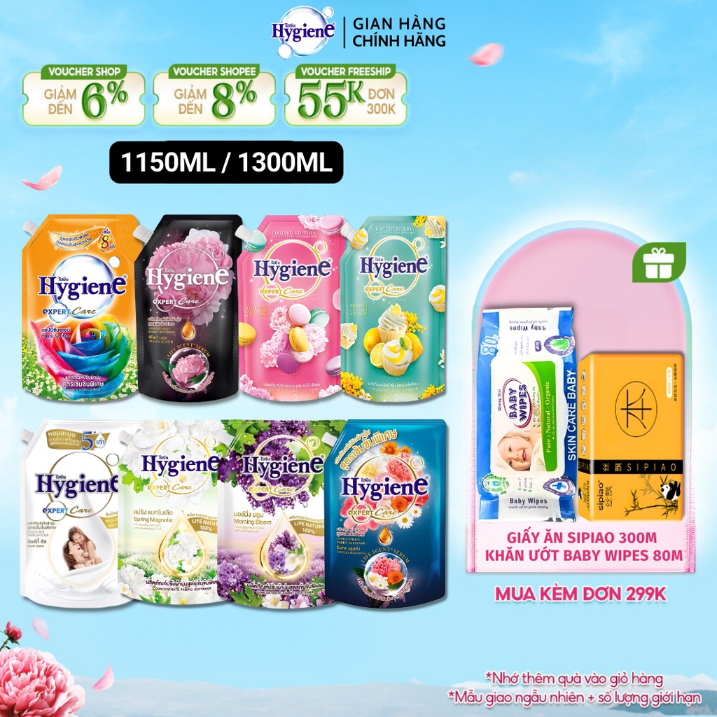 Hygiene Nước Xả Vải Thái Lan Giặt Xả Quần Áo Expert Care Siêu Đậm Đặc Làm Mềm Vải 1150ml