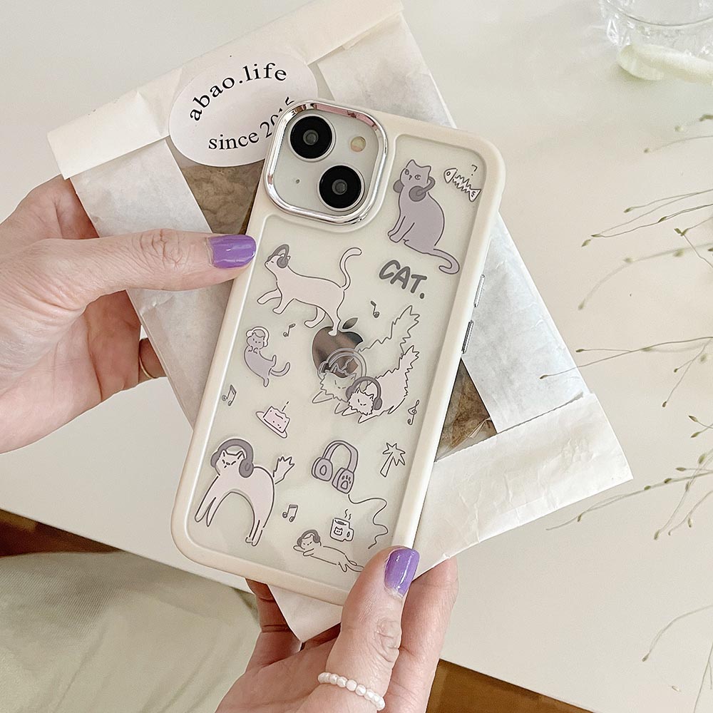 Ốp Điện Thoại Cứng Họa Tiết Mèo Dễ Thương Cho iPhone 11 12 12Pro 12ProMax 13 13Pro 13ProMax 14 14Pro 14ProMax