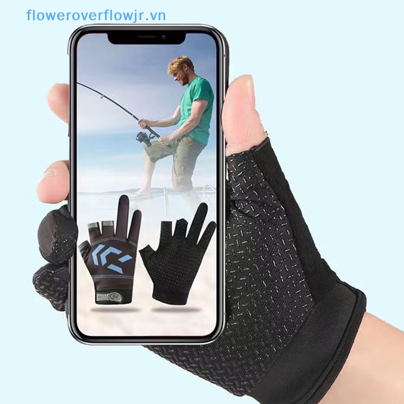 Găng Tay Nửa Ngón Bằng Lụa Lạnh Thoáng Khí Độ Co Giãn Cao Chống Trượt Dùng Khi Câu Cá / Đạp Xe Cho Nam