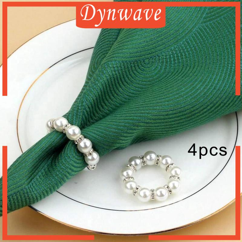 Vòng Giữ Khăn Ăn 4 Hạt Cườm Bằng Vải Có Thể Dùng Làm Giá Đỡ Khăn Ăn