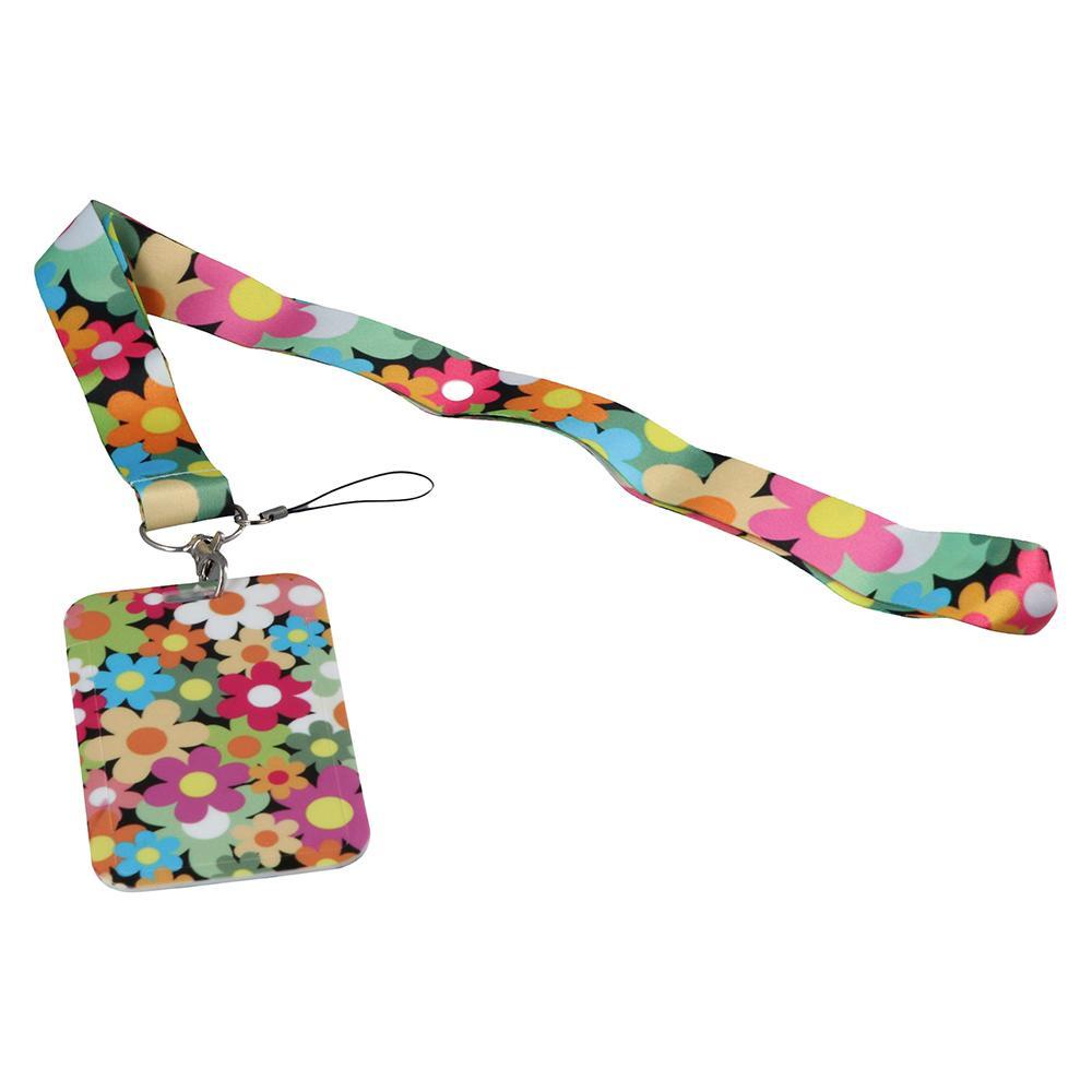 CHOOKEY Bao Đựng Thẻ ID, Dây Buộc Chìa Khóa, Hoa Hướng Dương Dễ Thương. Dây Đeo Cổ Có Kẹp Kim Loại Cho Văn Phòng