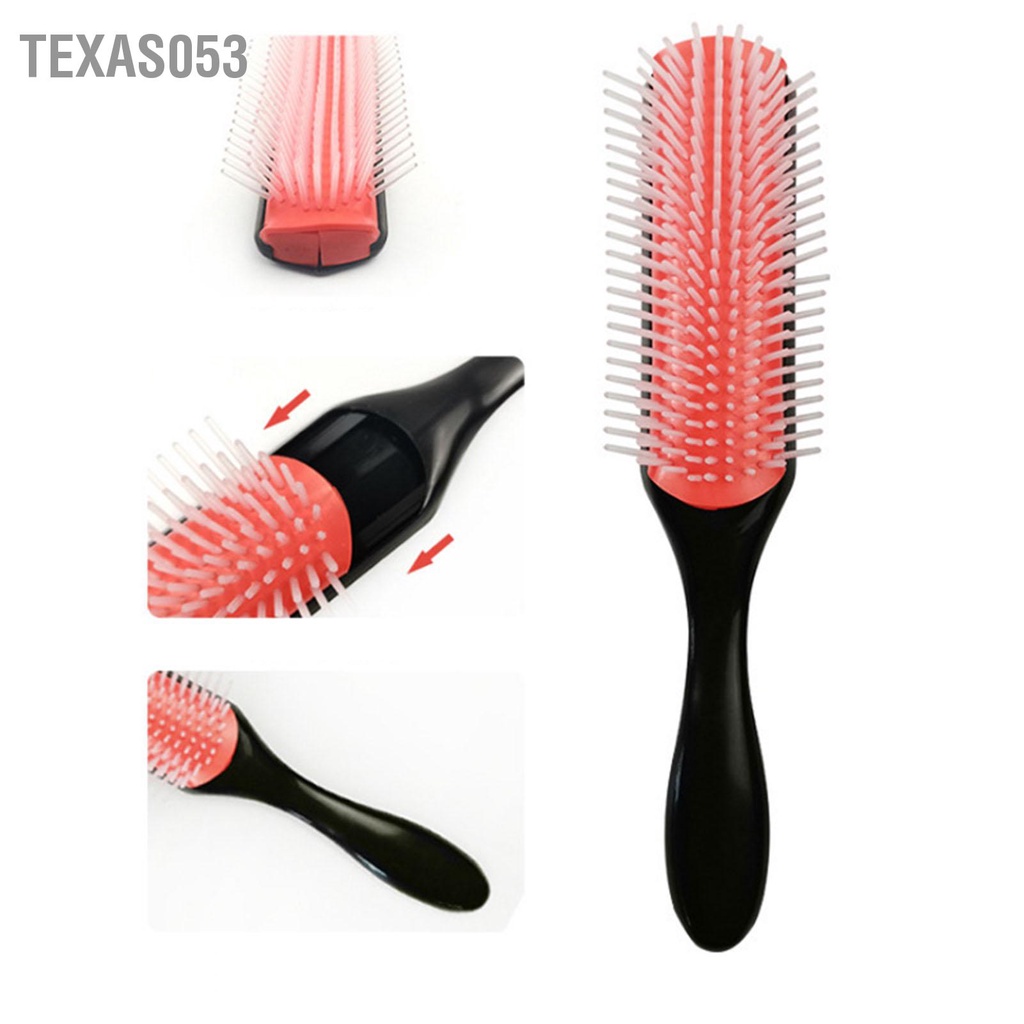 Texas053 2 Chiếc 9 Hàng Bàn Chải Tóc Lông Nylon Tạo Kiểu Xoăn Detangling Tách Định Hình Xác Lọn