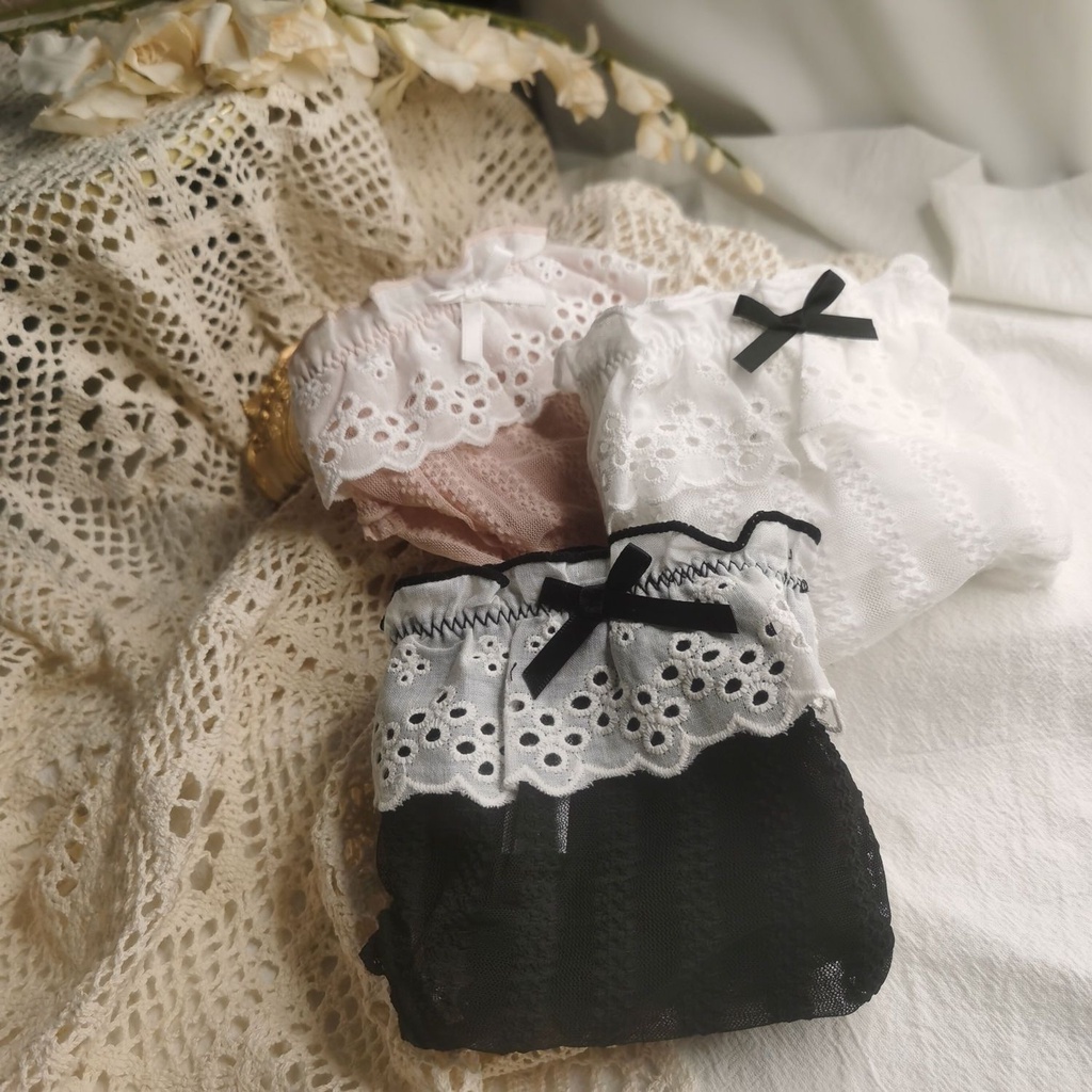 Quần Lót Cotton Nguyên Chất Phối Ren Thêu Họa Tiết Dễ Thương Quyến Rũ Cho Nữ