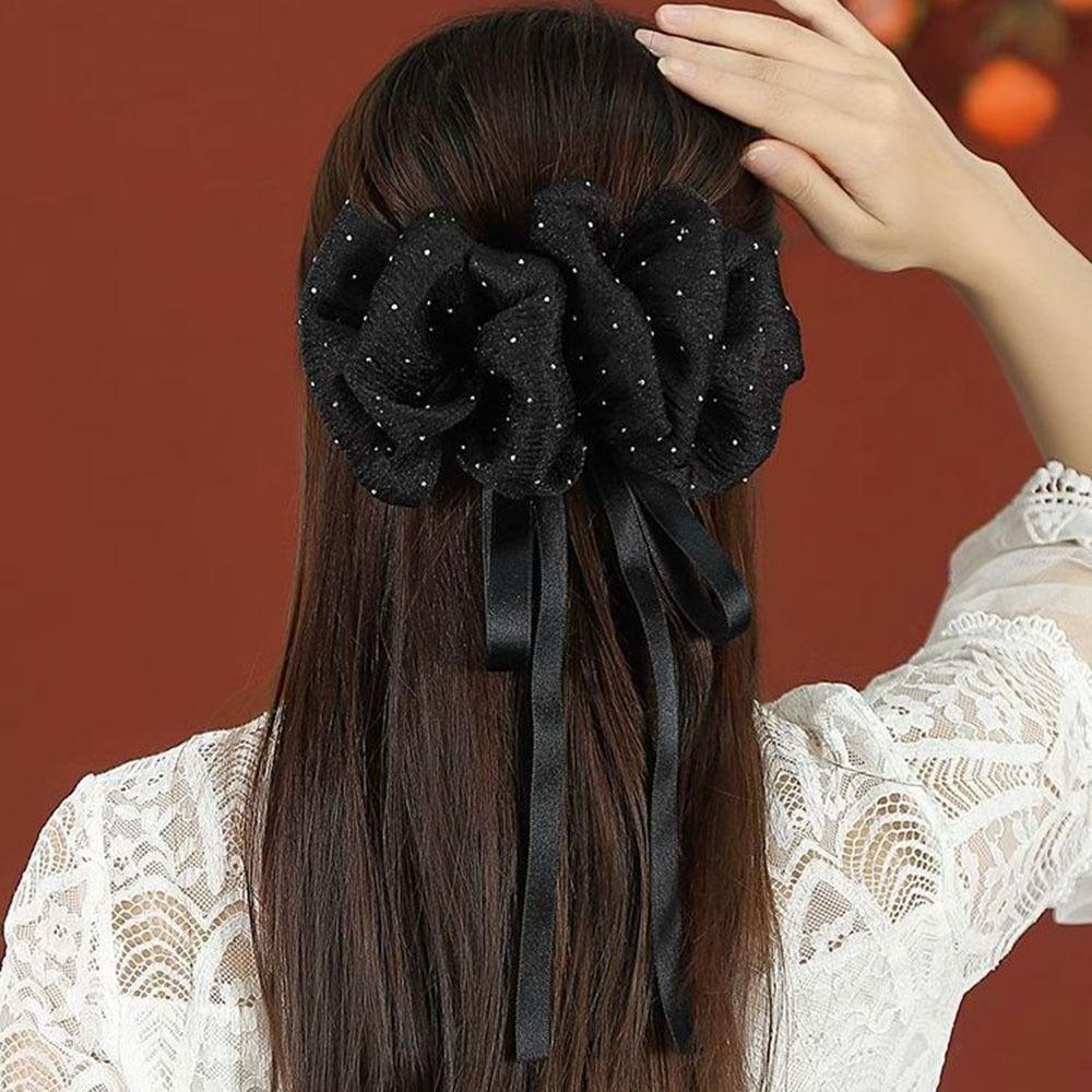 OCEANMAP Kẹp Tóc Nơ Lưới Cỡ Lớn Dễ Thương Cho Nữ