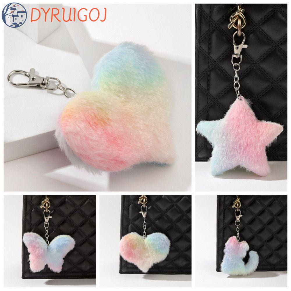 DYRUIDOJ Móc Khóa Bông Xù Hình Trái Tim / Ngôi Sao / Bướm / Ngôi Sao Tự Làm Quà Tặng Sinh Nhật Cho Điện Thoại