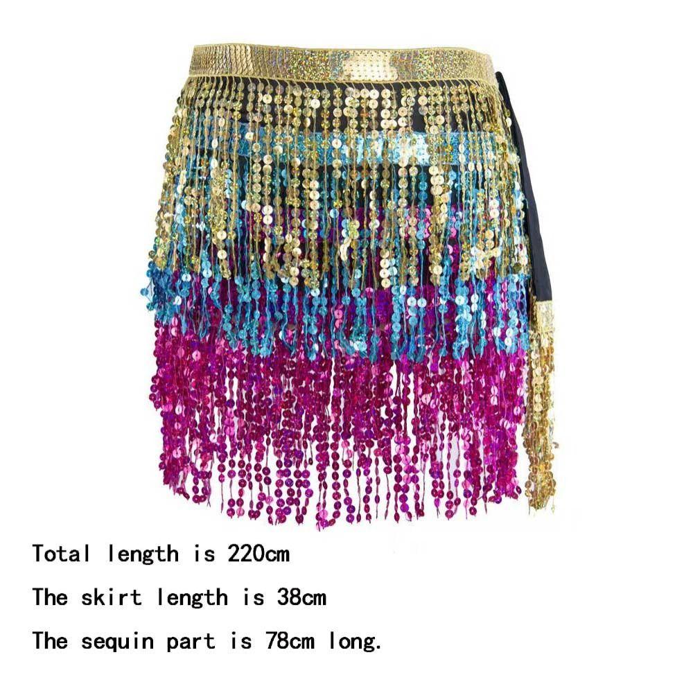 ROSE Chân Váy Múa Bụng Đính Kim Sa Tua Rua Phong Cách Bohemian Quyến Rũ Cho Nữ