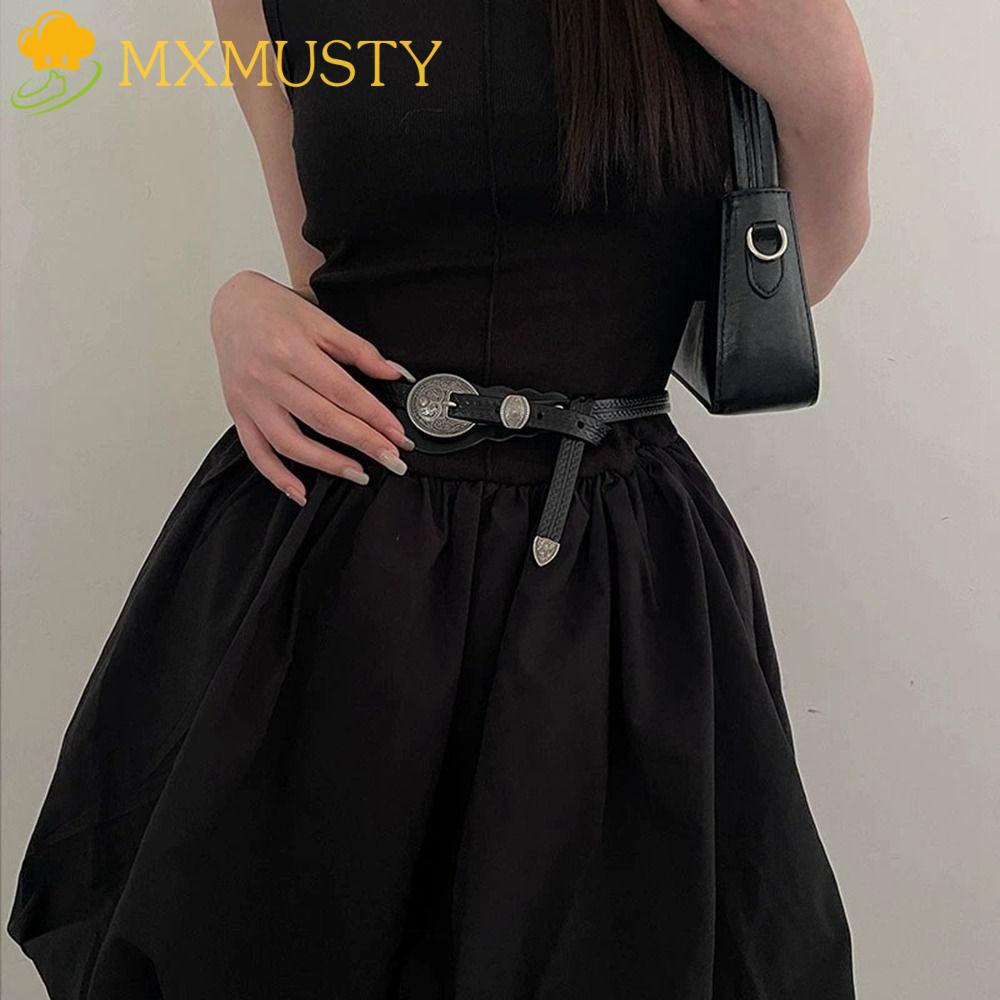 MXMUSTY Thắt Lưng Da PU Khắc Họa Tiết Phong Cách Dân Tộc Thời Trang Cho Nam Và Nữ