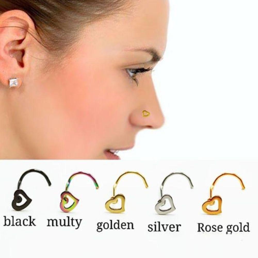 ROSE Khuyên Mũi Bằng Thép Phẫu Thuật Hình Trái Tim Rỗng Hàng Mới Dành Cho Nam Và Nữ