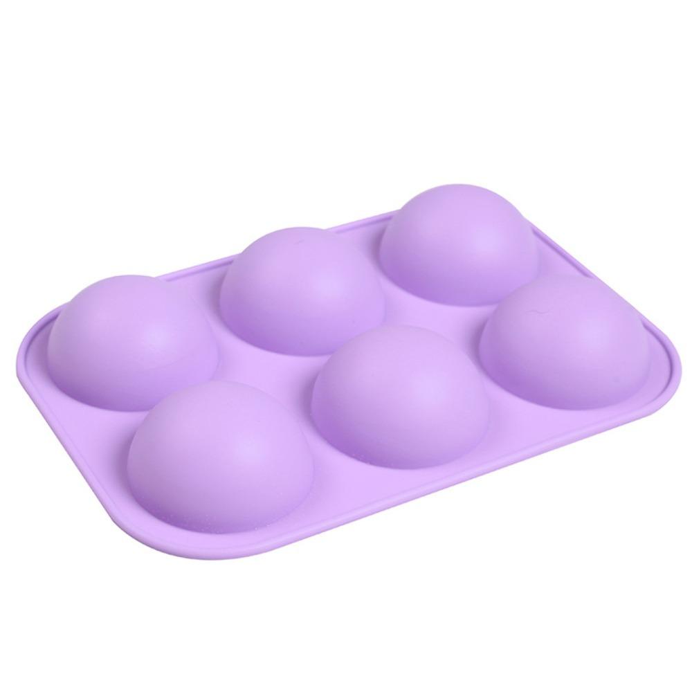 WONDER Khuôn Silicone Làm Bánh 6 Ngăn Hình Cầu Màu Tím Đơn Giản