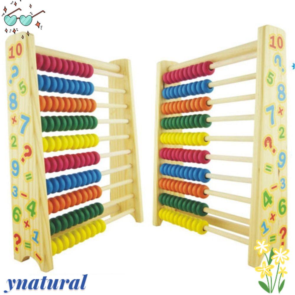 YNATURAL Bàn Tính Hạt Gỗ Hình Vuông Nhiều Màu Siêu Bền Độc Đáo Cho Trẻ Mẫu Giáo