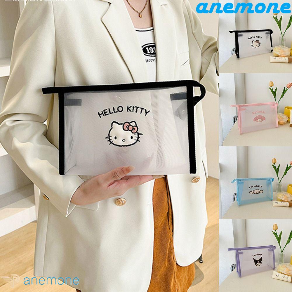 ANEMONE Túi Lưới Đựng Mỹ Phẩm Họa Tiết Mèo Kitty Cinnamoroll Dễ Thương