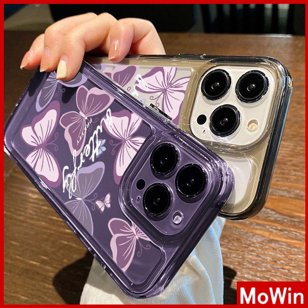 Ốp lưng iPhone 14 Pro Max Ốp Lưng iPhone Không Gian Vỏ Điện Thoại Acrylic Cứng Nút Mạ Nút Chống Sốc Màu Tím Hình Bướm Lãng Mạn Tương thích với iPhone 13 Pro max 12 Pro Max 11 xr 6 7Plus 8Plus