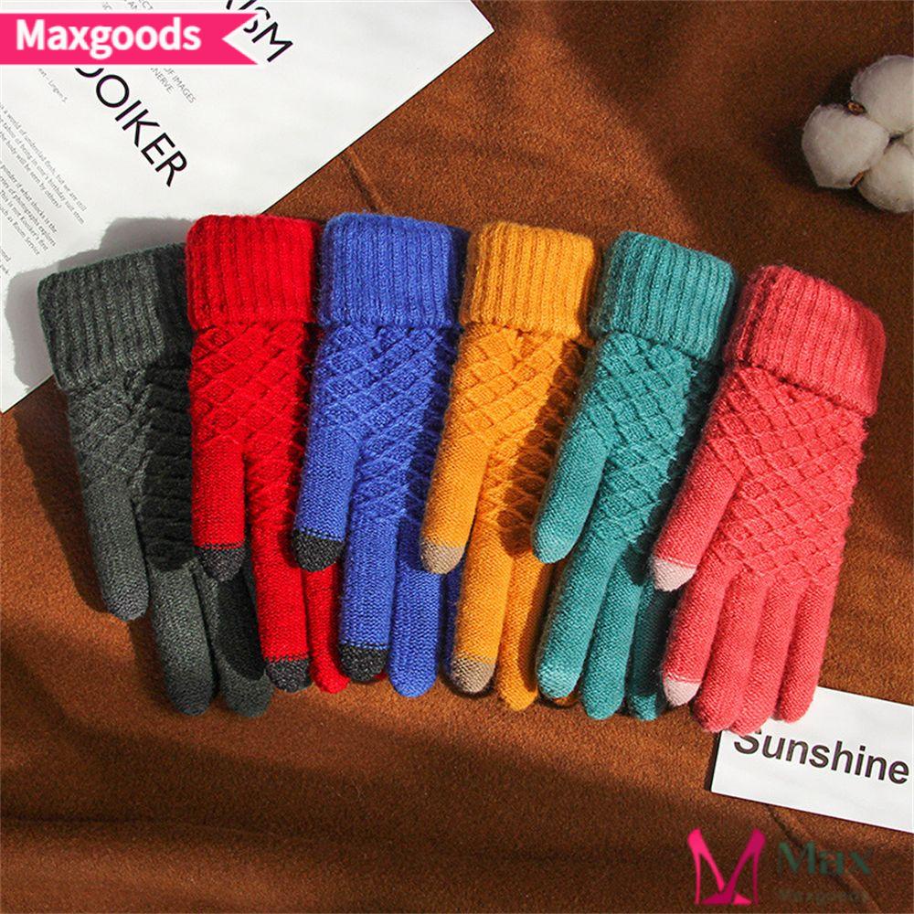 MAXG Găng Tay Dệt Kim Dày Dặn Co Giãn Giữ Ấm Toàn Diện Cho Nam Và