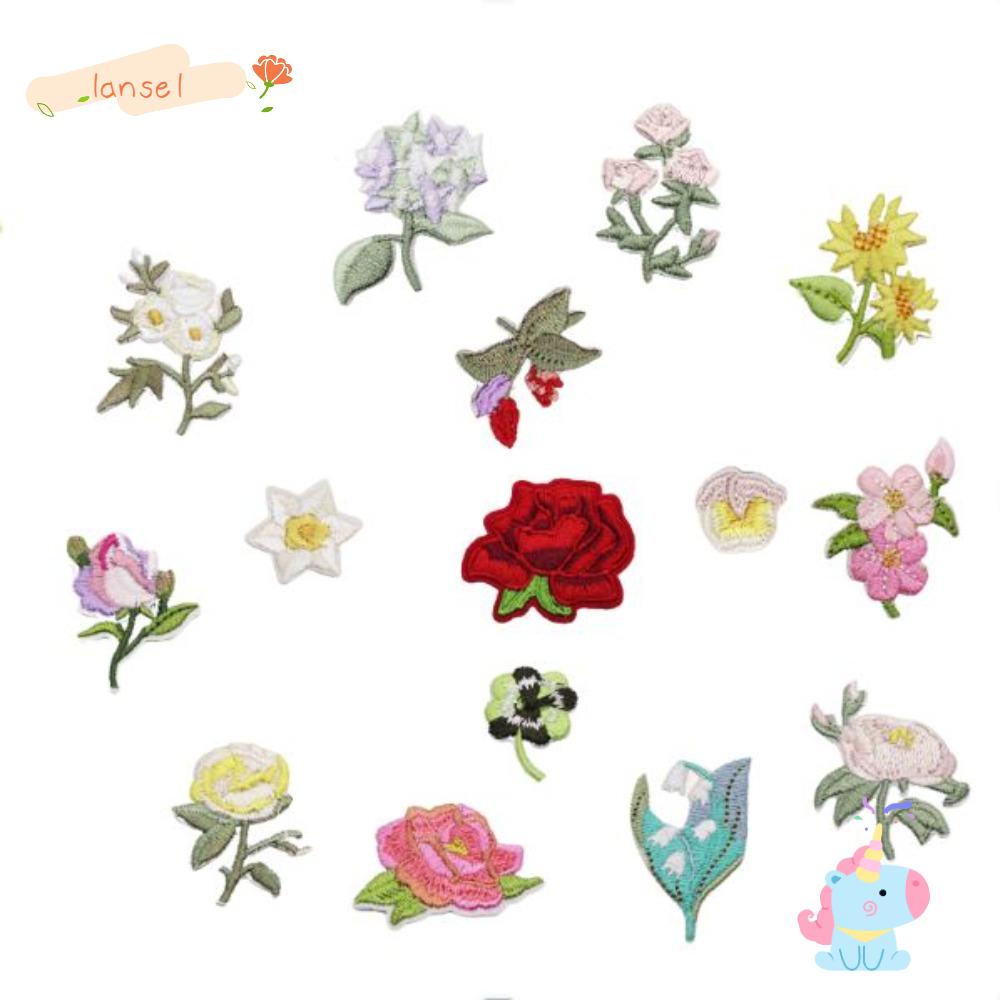 LANSEL Set 15 / 15 Miếng Dán Ủi Quần Áo Hình Hoa Mini