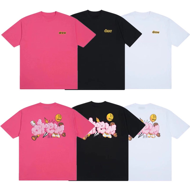 Áo Thun Cotton Tay Ngắn Dáng Rộng In Hình Đám Mây Và Bong Bóng Cổ Điển DR666EW Thời Trang Unisex