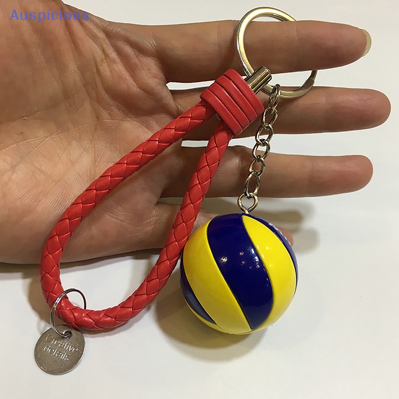 1 Móc Khóa Bóng Chuyền Mini Bằng Da Có Dây Đeo Tiện Dụng