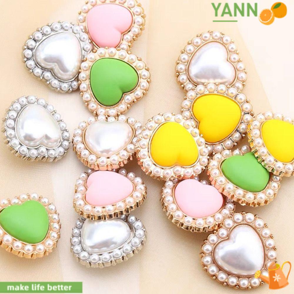 YANN1 Bộ 10 Nút Trang Trí Quần Áo Hình Trái Tim