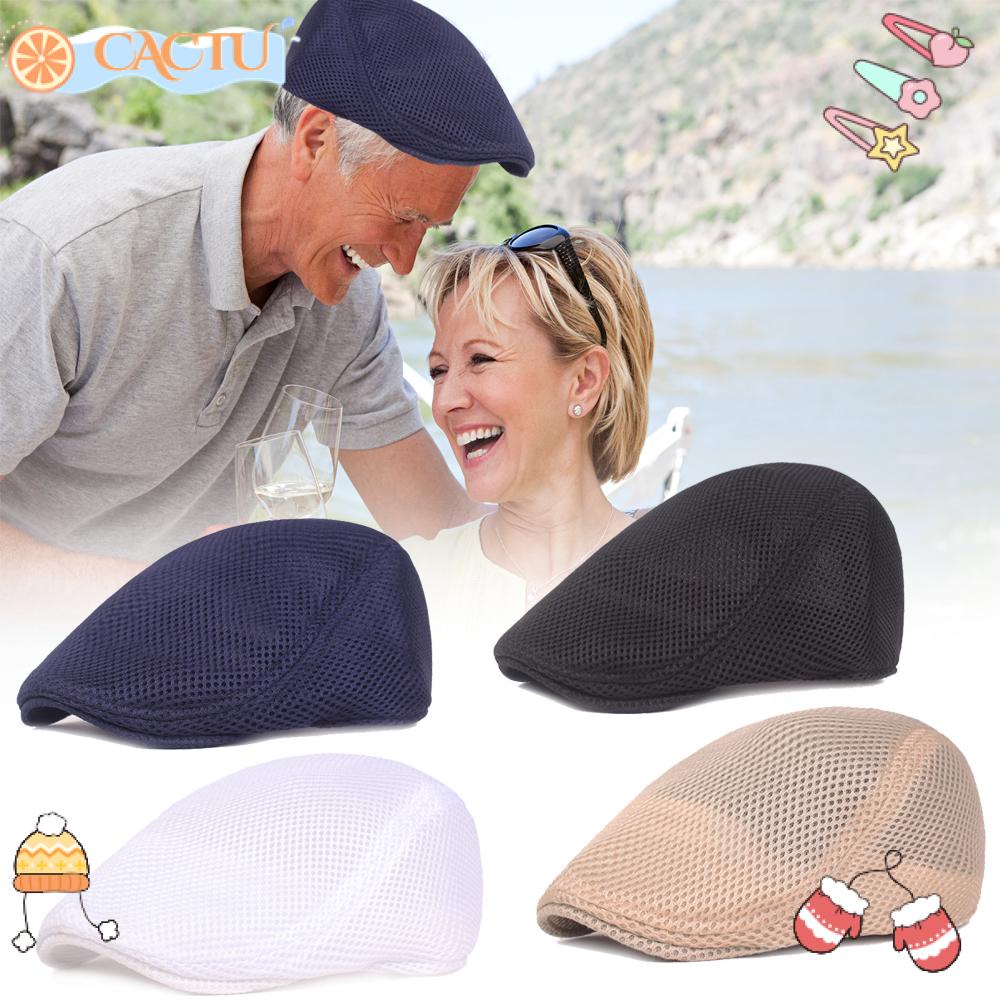 CACTU Mũ Beret Chống Nắng Phối Lưới Thoáng Khí Thời Trang Xuân Hè