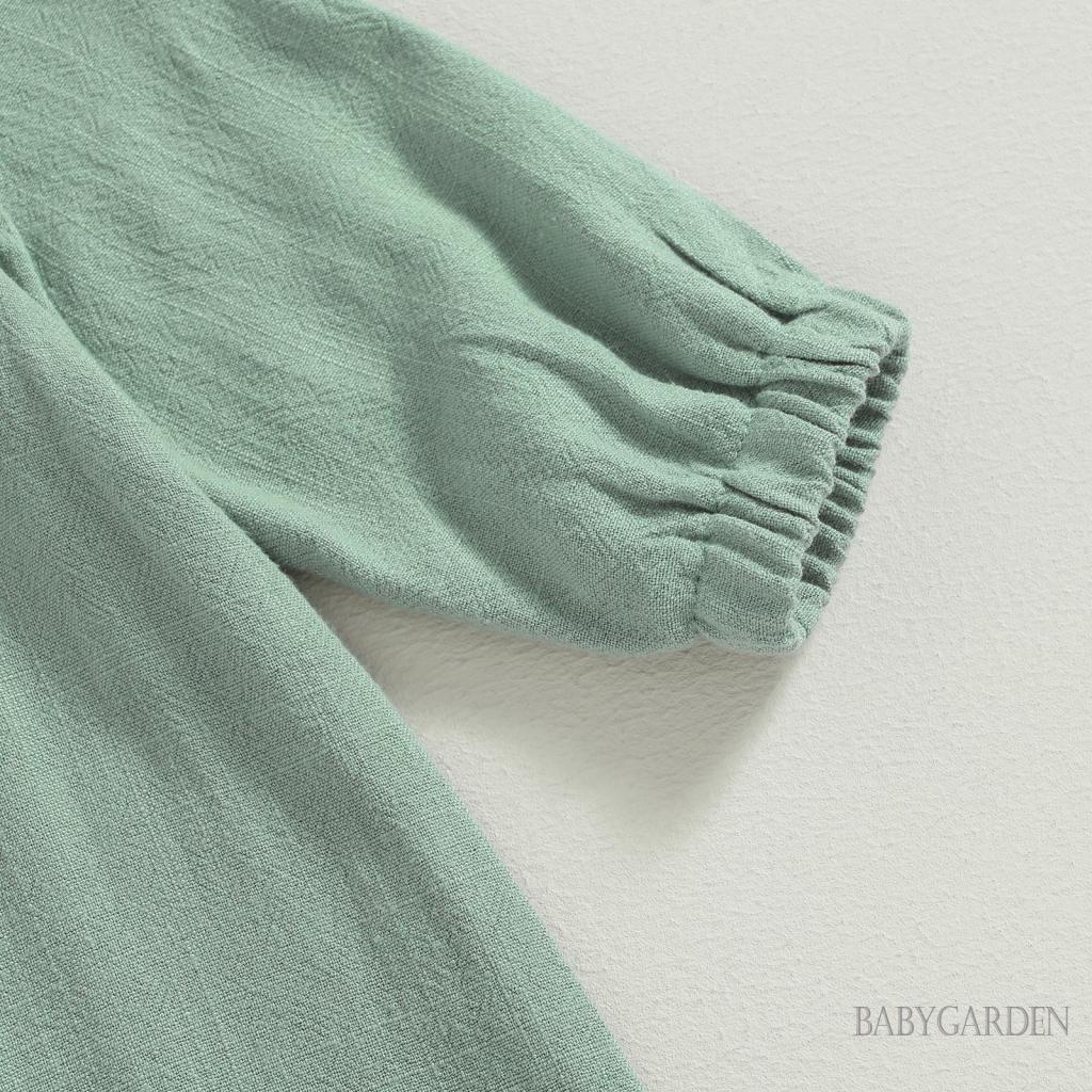Áo Liền Quần Bằng Cotton Lanh Tay Dài Màu Sắc Dành Cho Trẻ Em 0-12 Tháng Tuổi