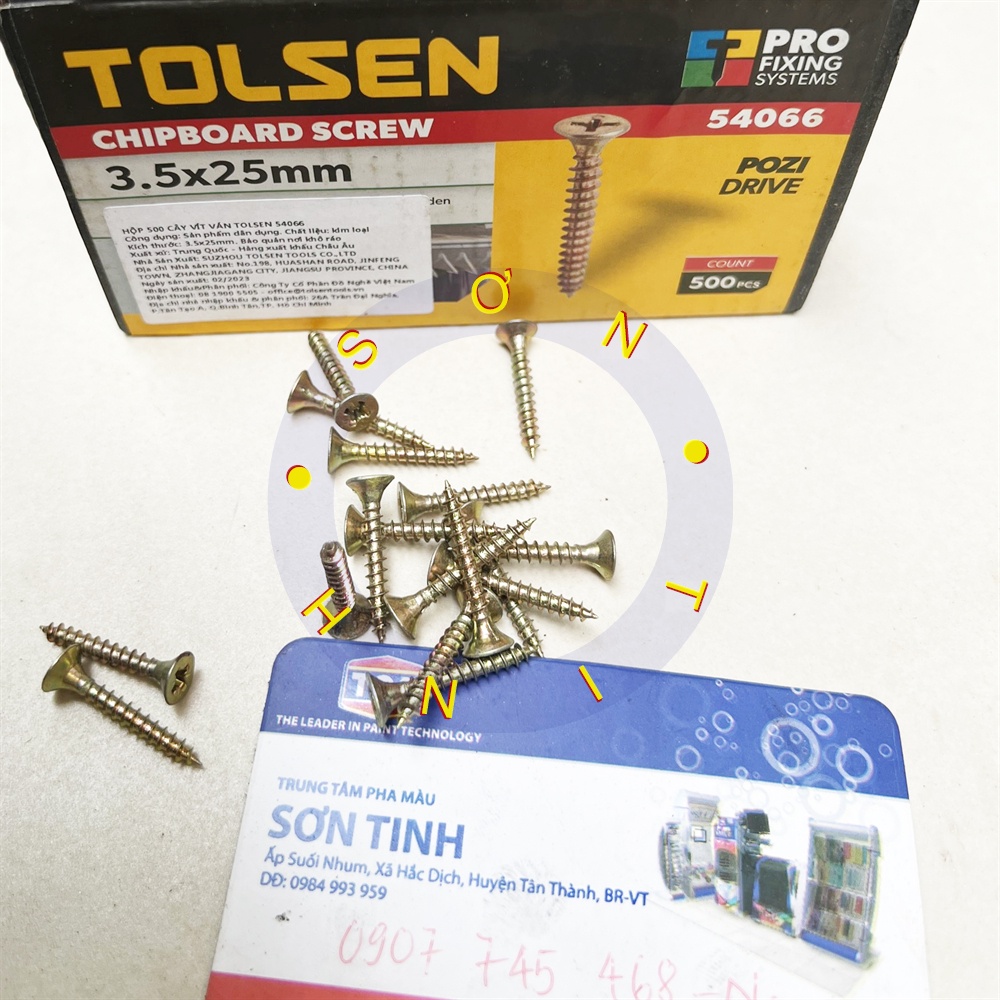 Vít vàng TOLSEN 3.5 4.0mm vặn gỗ, bắn gỗ vàng (50 con) bắt tắc kê nhựa