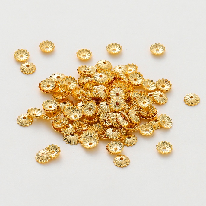 St. kunkka Set 100 Hạt Xỏ Mạ Vàng 18k Hình Hoa Cúc Không Gây Dị Ứng Dùng Làm Trang Sức diy