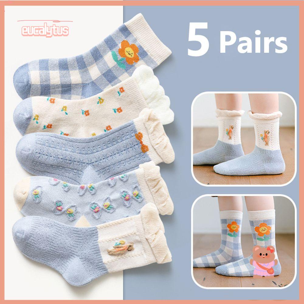 EUTUS Set 5 Đôi Tất Cotton Mềm Mại Xinh Xắn Cho Bé