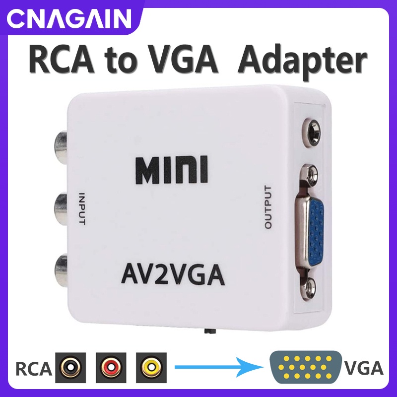 Bộ ChuyểN ĐổI Mini AV RCA Sang VGA 3.5mm Hỗ Trợ HD 1080P VGA2AV RCA Cho TV / PC