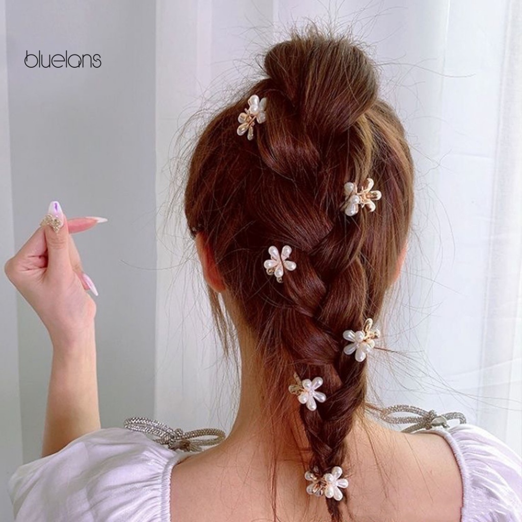 Set 5 Kẹp Tóc Càng Cua Mini Đính Ngọc Trai Giả Thiết Kế Hoa Thời Trang Cho Nữ