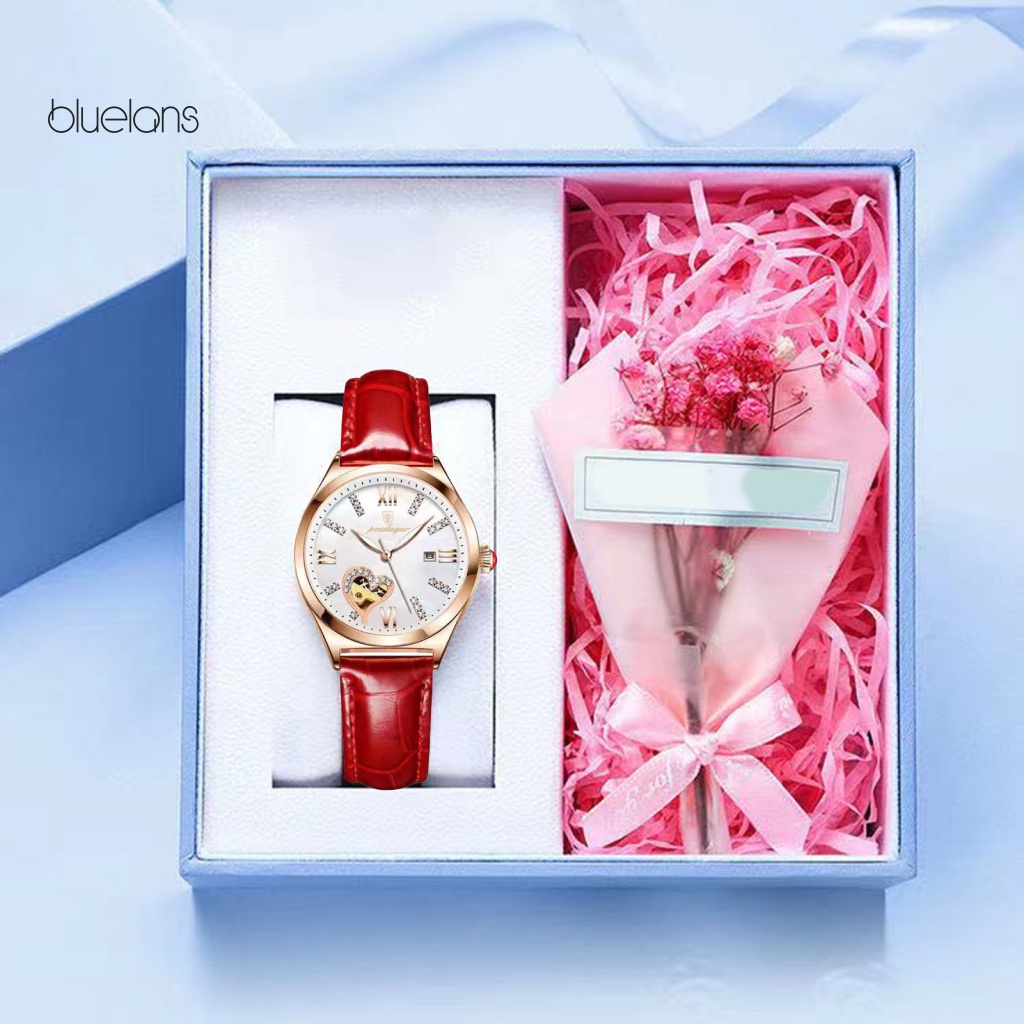 Đồng Hồ Bluelans Chống Thấm Nước Dây Da Giả Phát Sáng Trong Bóng Tối