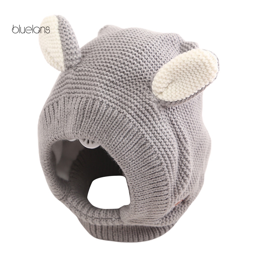 Mũ Bonnet Dệt Kim Dày Dặn Hình Thú Hoạt Hình Dễ Thương Trang Trí Tai Cho Bé