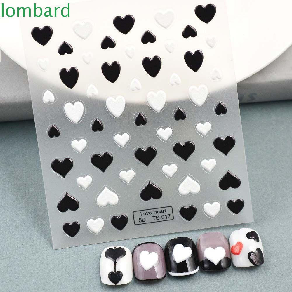 LOMBARD Miếng Dán Trang Trí Móng Tay Hình Trái Tim Thời Trang