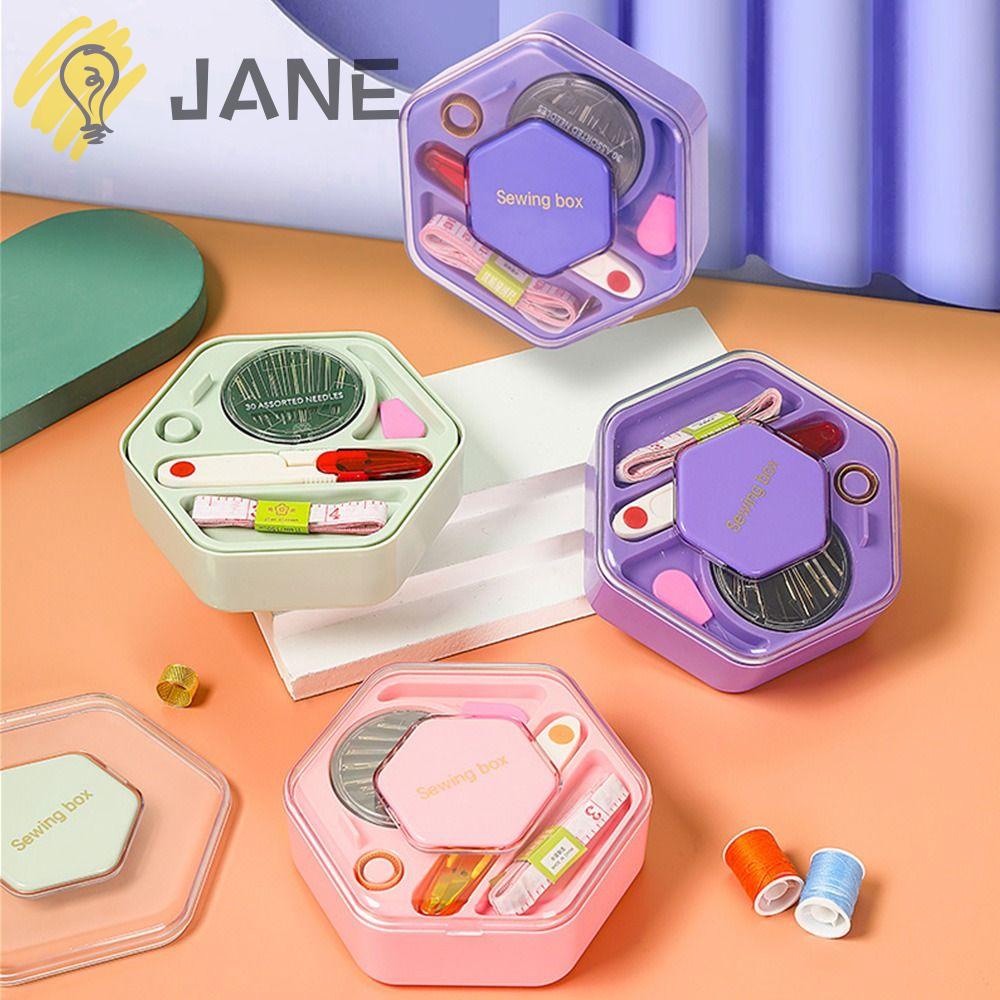 JANE Hộp Đựng Dụng Cụ May Vá Hai Lớp Mini Bằng ABS Tinh Tế