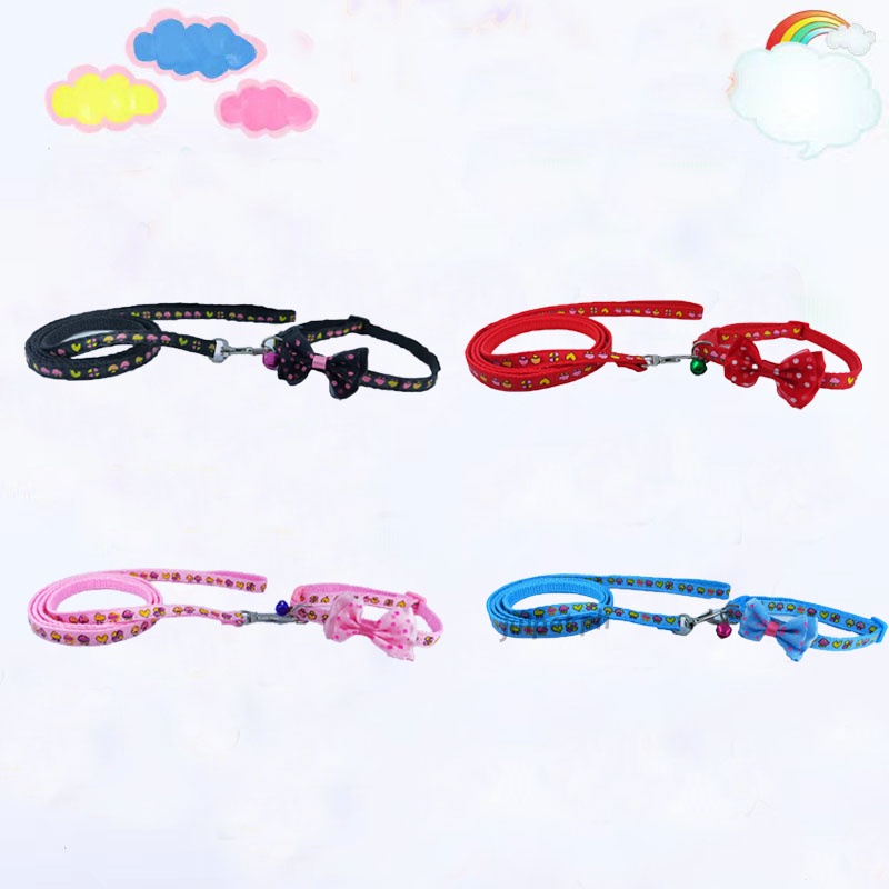 Dây Đeo Cổ Dắt Thú Cưng Đi Dạo In Họa Tiết Hoạt Hình Dễ Thương 1-4kg