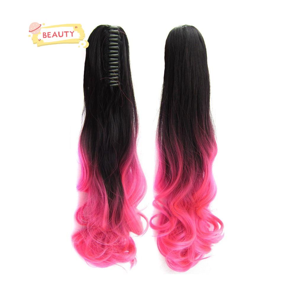 BEAUTY Tóc Giả Dài Xoăn Gợn Sóng Màu Sắc Gradient Kèm Kẹp Càng Cua Thời Trang Cho Nữ