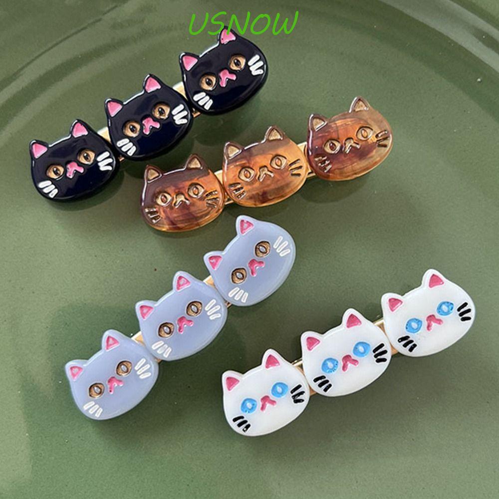 USNOW Kẹp Tóc Hình Mèo Hoạt Hình Phong Cách Hàn Quốc Ngọt Ngào