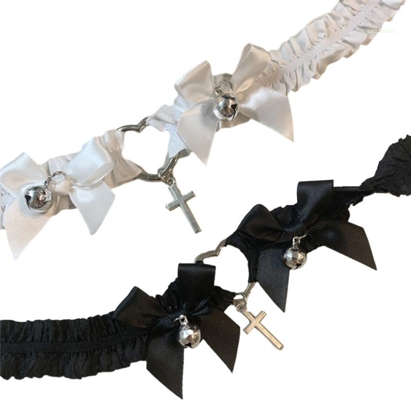 Vòng Cổ Choker Bằng Vải Mặt Chữ O Thắt Nơ Trái Tim Phong Cách Punk Y2K DIY Dành Cho Nữ