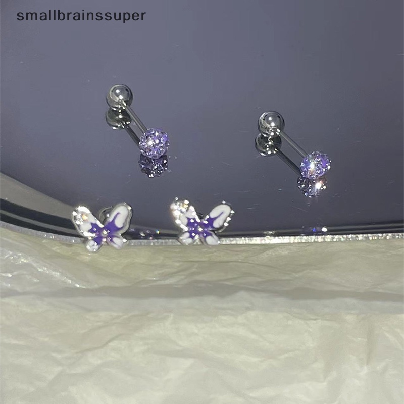 1 Khuyên Tai Dạng Xoắn Ốc Hình Bướm Màu Tím Dành Cho Nữ Dự Tiệc