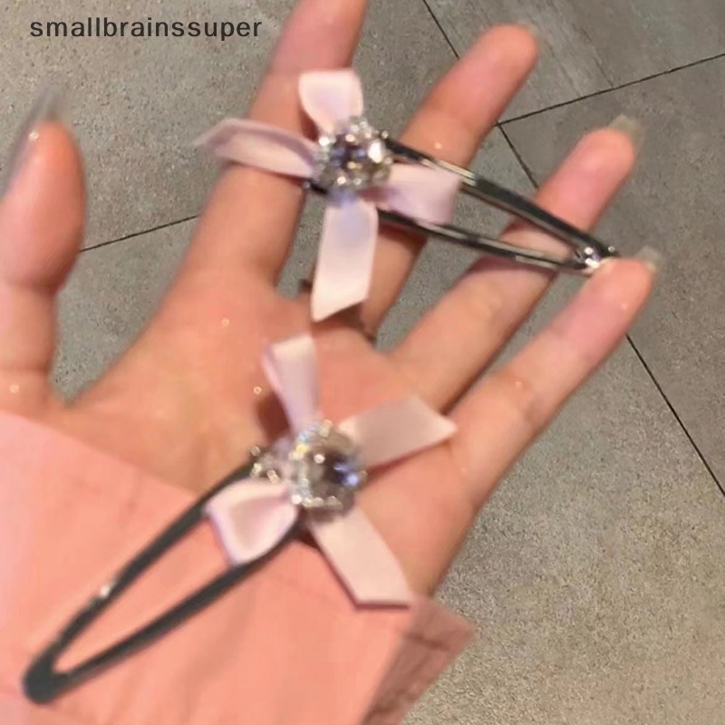 Kẹp Tóc Kim Loại Hình Nơ Đính Pha Lê Xanh Dương / Hồng Phong Cách Gothic Dễ Thương Thời Trang Cho Nữ Y2K SBS