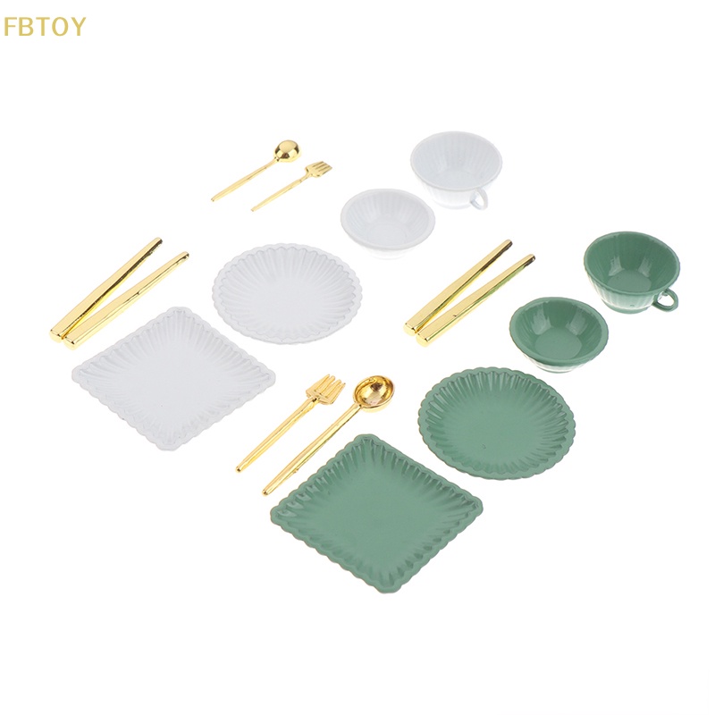 1 Bộ Chén Dĩa Muỗng Cà Phê 1: 12 Trang Trí Nhà Búp Bê