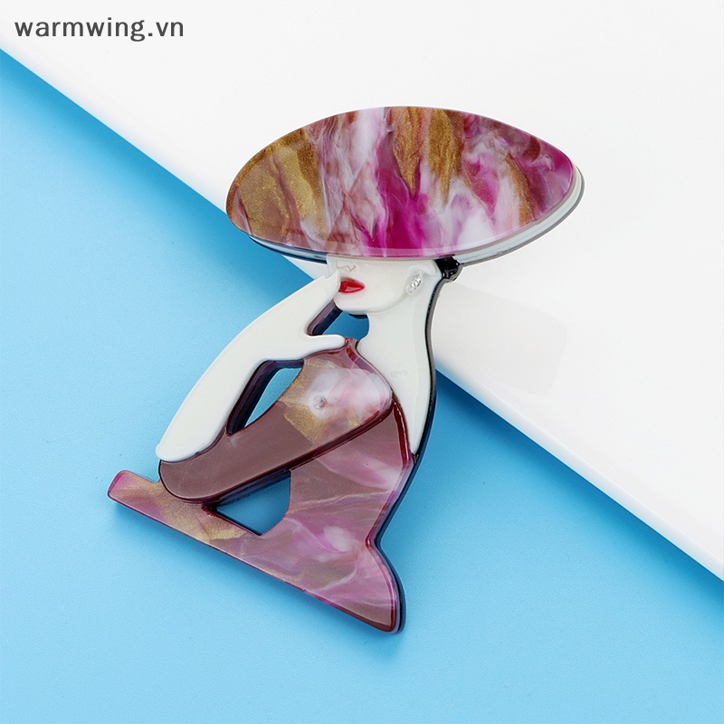 Ghim Cài Áo Hình Cánh Quạt Bằng Sợi Acetate Acrylic 2 Màu Tùy Chọn Thời Trang Dự Tiệc